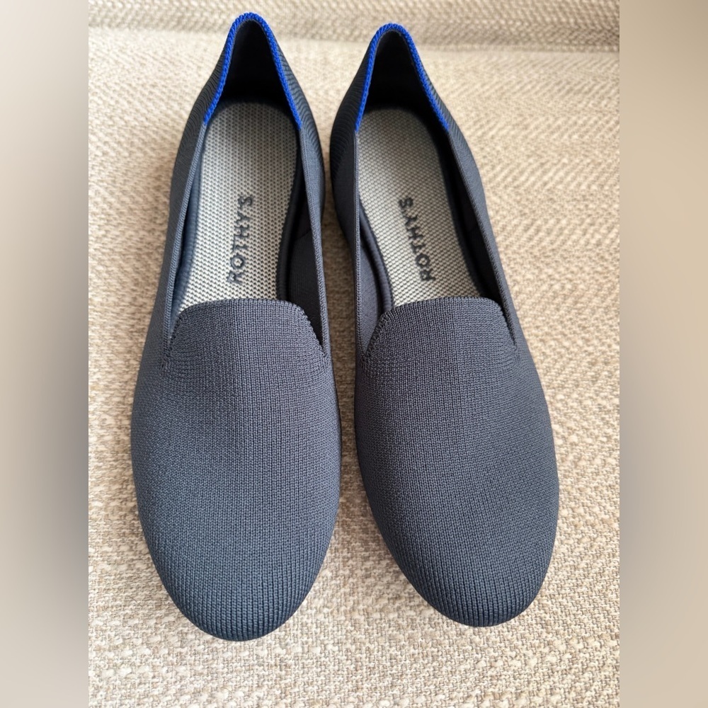 Rothy's The Loafer Classic Navy Knit Fabric Slip On Flats Women's Shoes Size 7.5
